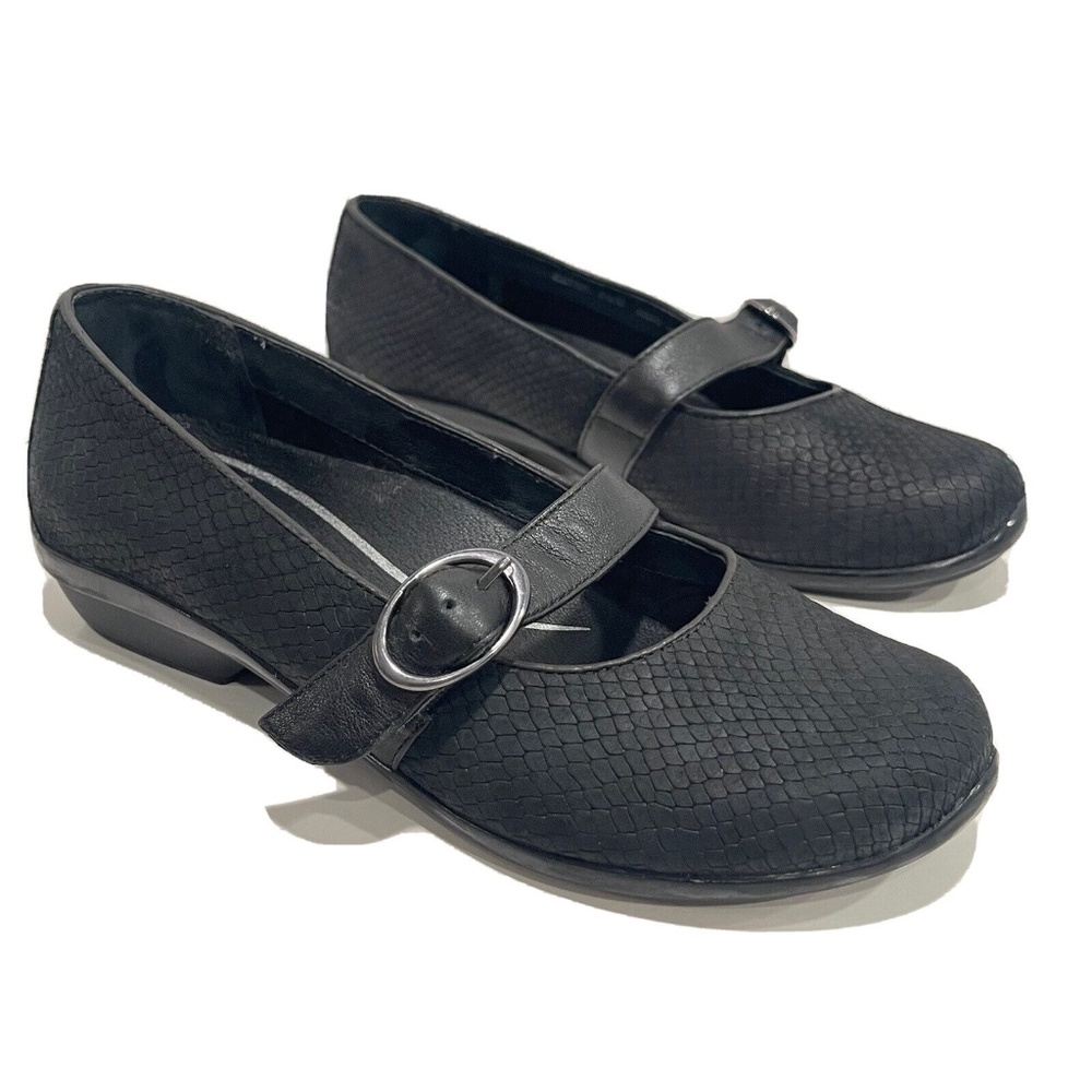 DANSKO Orla Mary Jane Black Leather Casual Low Heels Shoes Women's Size 37 6.5-7